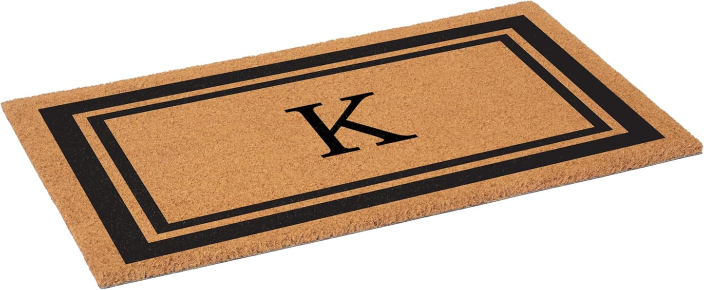 Calloway Mills 152962448 Black Border 24" x 48" Monogram Doormat (Letter K)