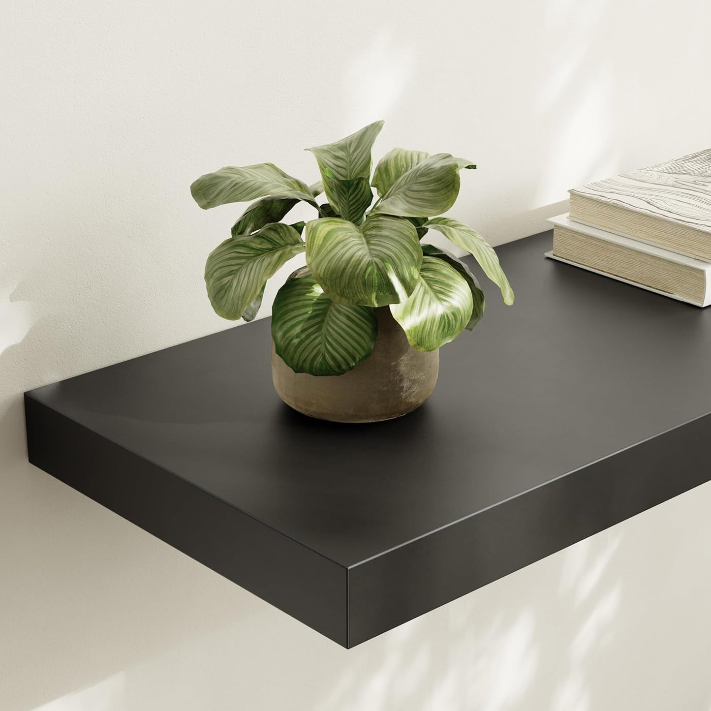 Large Floating Shelves for Wall Set of 2 Wooden Wall Shelves 36 in x 12.75 in x 2 inRoom Decor Long Shelf with Invisible Wall Mount Bracket for Bedroom Kitchen Living Room Black