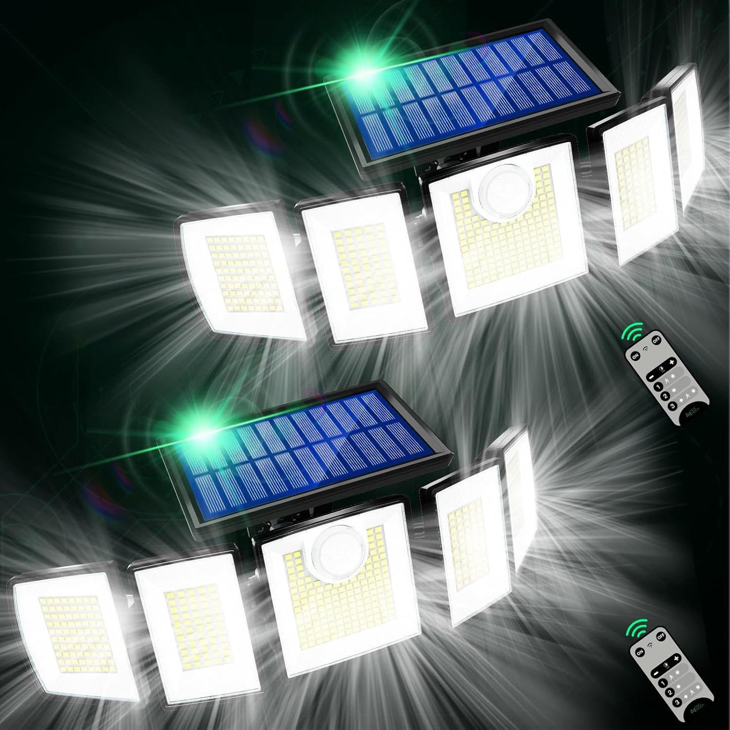 Solar Outdoor Lights Motion Sensor Waterproof - 416 LEDs 3000 Lumens Super Bright Solar Flood Security Light for Porch Yard Patio Garage, 3 Brightness 3 Modes (Pack 2)