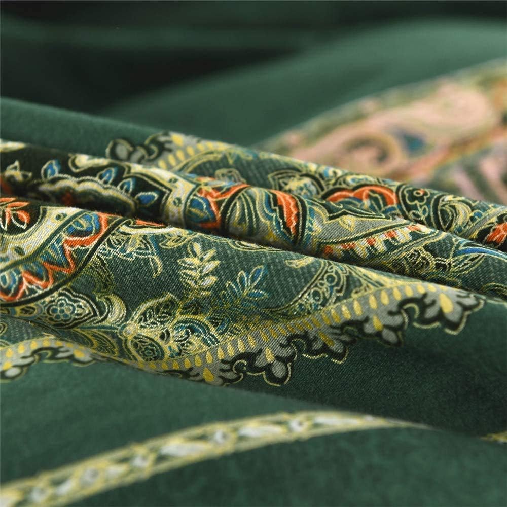 ABREEZE Bohemian Vintage King Size Floral Cotton Bedding Set 3Pcs Duvet Cover Set Boho Green Paisley 100% Egyptian Brushed Cotton Reversible Home Bedding Collection