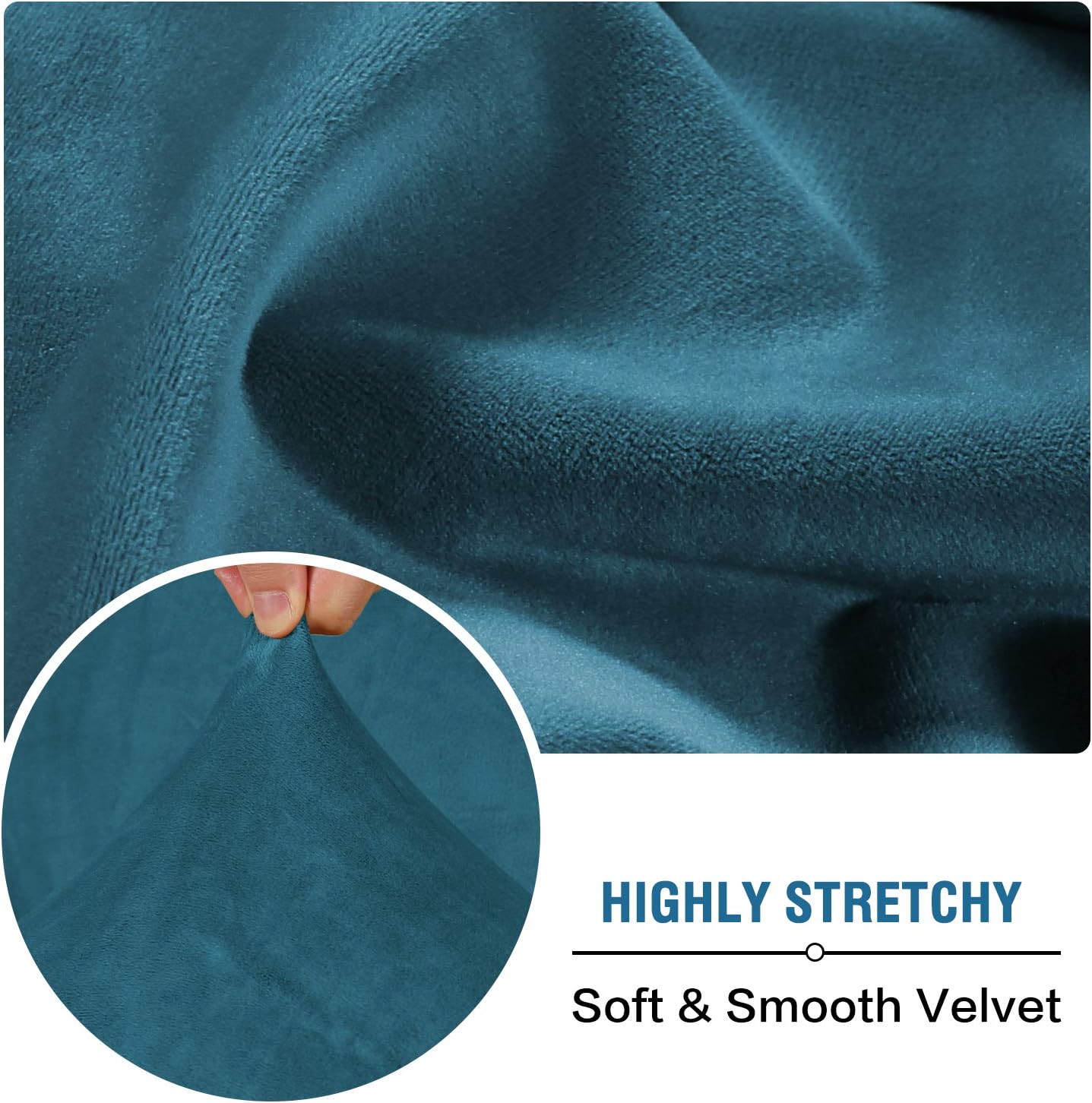 H.VERSAILTEX Velvet Stretch Couch Cushion Cover Plush Cushion Slipcover for Chair Cushion Furniture Protector Seat Cushion Sofa Cover (1 Piece Armchair Cushion Covers, Deep Teal)