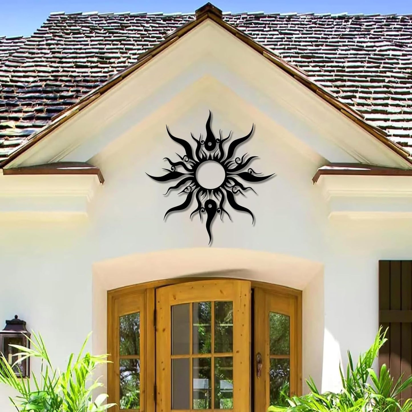 Hotuijxca Metal Wacky Sun Wall Art, Wacky Sun Metal Decor for Livingroom, Bedroom (Black, 31"x30"/80x77cm, metal wall art)