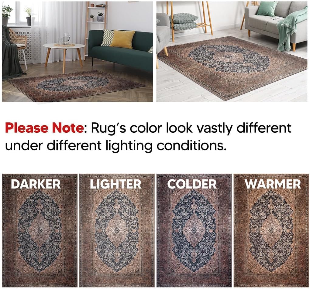 Keen Home Design 2x10 Rug - Machine Washable Runner Rug with Non-Slip Backing, Ideal for Hallway, Entryway, Kitchen, Laundry Room - Vintage, Easy Clean, Durable, Low Pile - (2'6" x 10')
