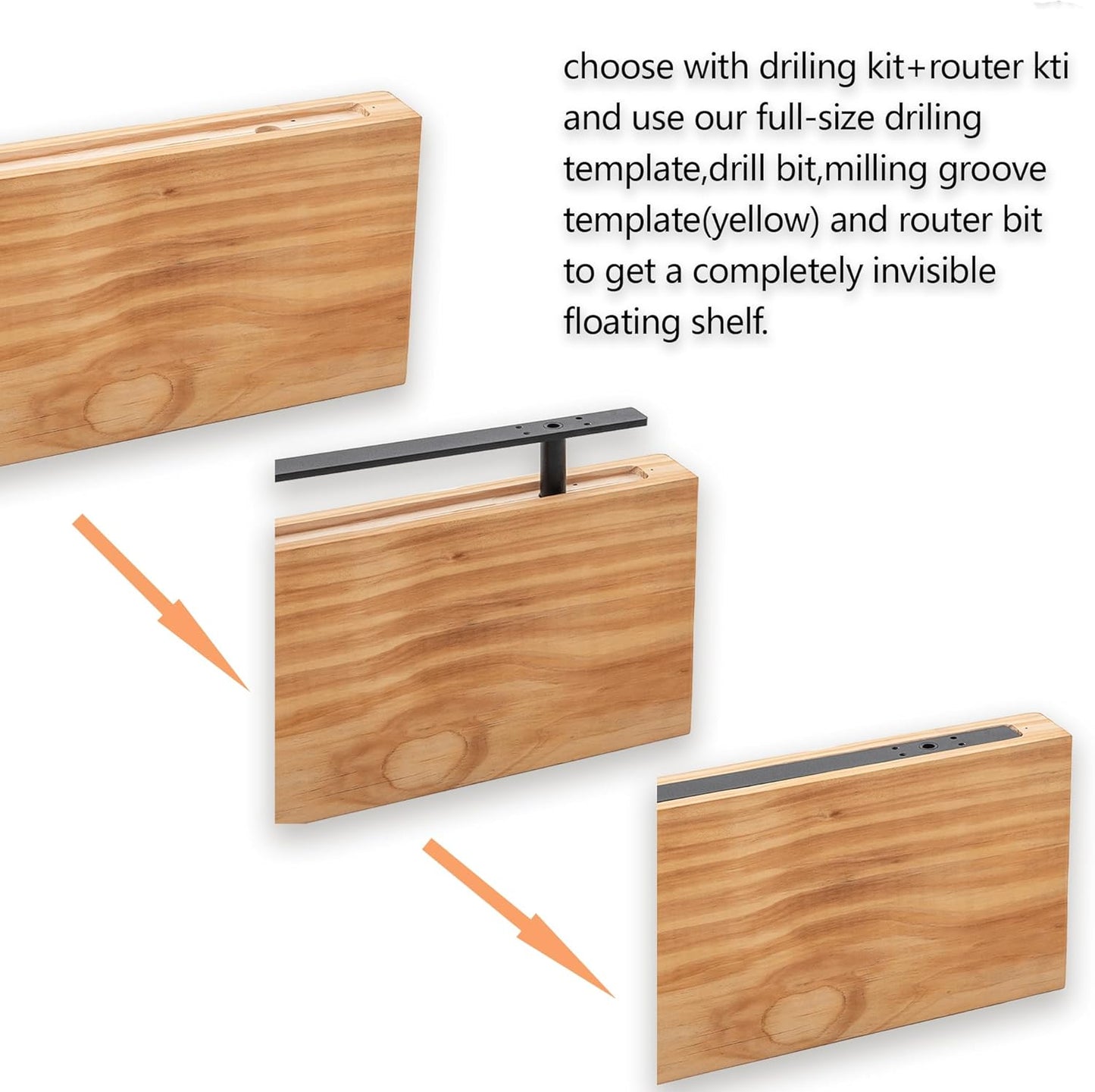 Heavy-Duty Floating Shelf Bracket, Hidden Shelf Bracket for Fireplace Mantel and Shelves, if Installed on Studs, max-Load of 210 pounds, 38 inches, (with Premium Build kit)
