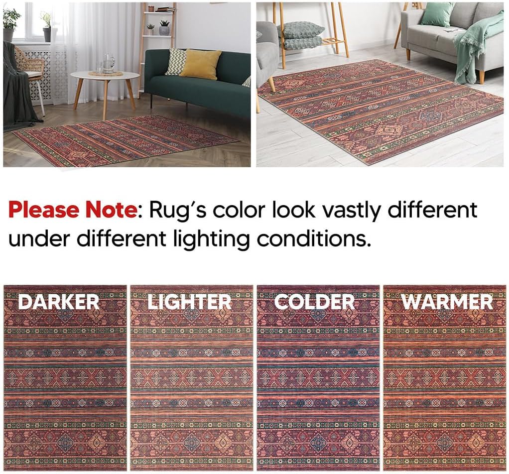 Keen Home Design 2x7 Rug - Machine Washable Runner Rug with Non-Slip Backing, Ideal for Hallway, Entryway, Kitchen, Laundry Room - Vintage, Easy Clean, Durable, Low Pile Rug - (2'6" x 7')