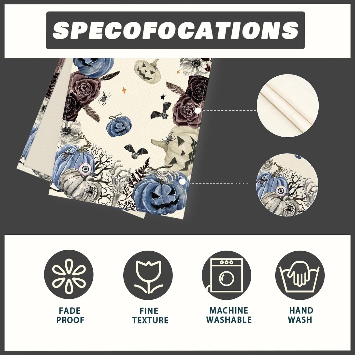 XCHI Spooky Blue Pumpkin Halloween Table Runner Party Table Decoration for Home Kitchen Dining Holiday Decor 13x72 Inch