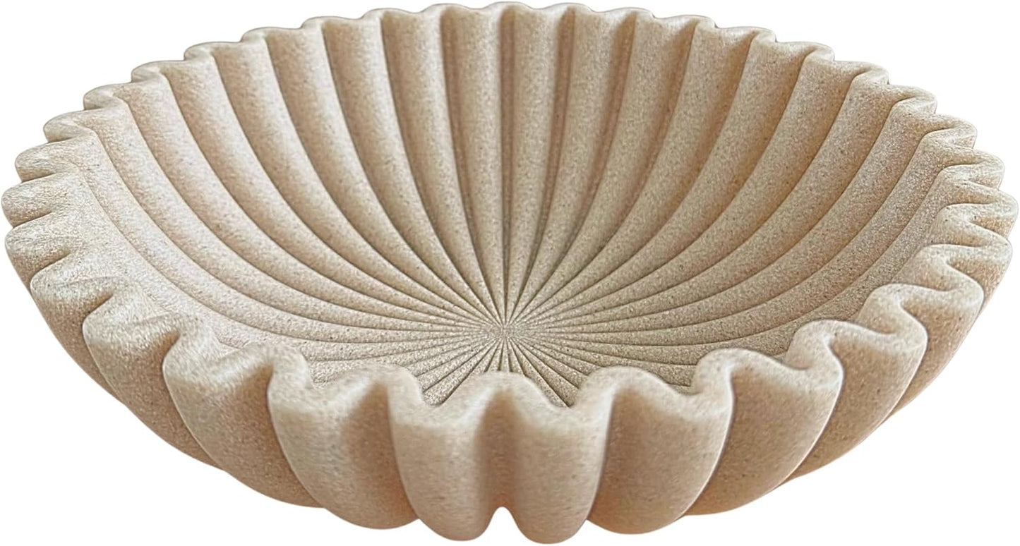 OAKOA Beige Resin Large Decorative Bowls for Home Decor - Decorative Bowl for Keys Entryway Table - Decorative Fruit Bowl Decor - Purse Bowl