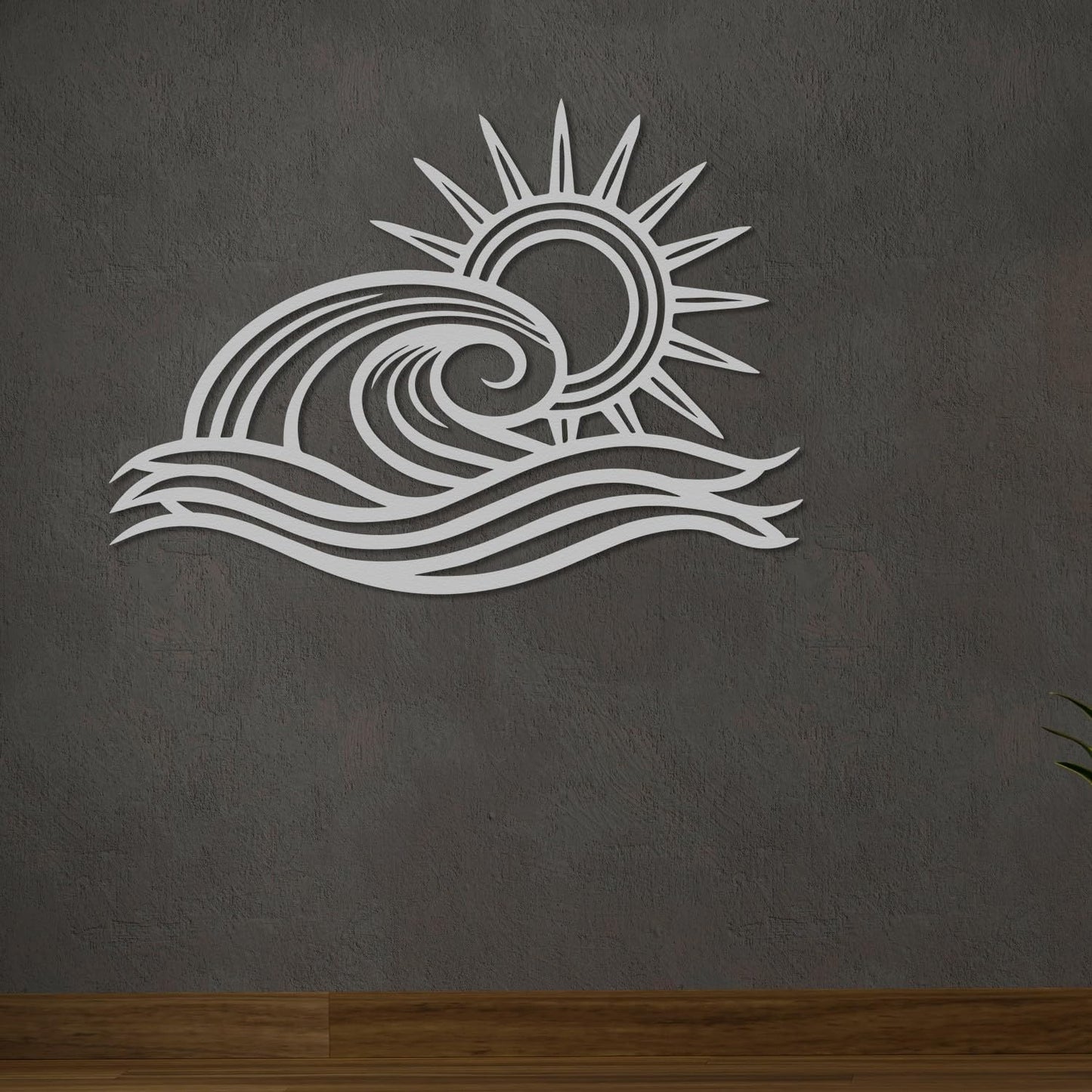 Wita Home Ocean Wave Metal Wall Art, Sun Beach Decor, Coastal Large Wall Sculpture for Home, Indoor/Outdoor Use, Nautical Wall Hanging, Eye-Catching Addition to Living Room (Gold, 24 x 14 inches)