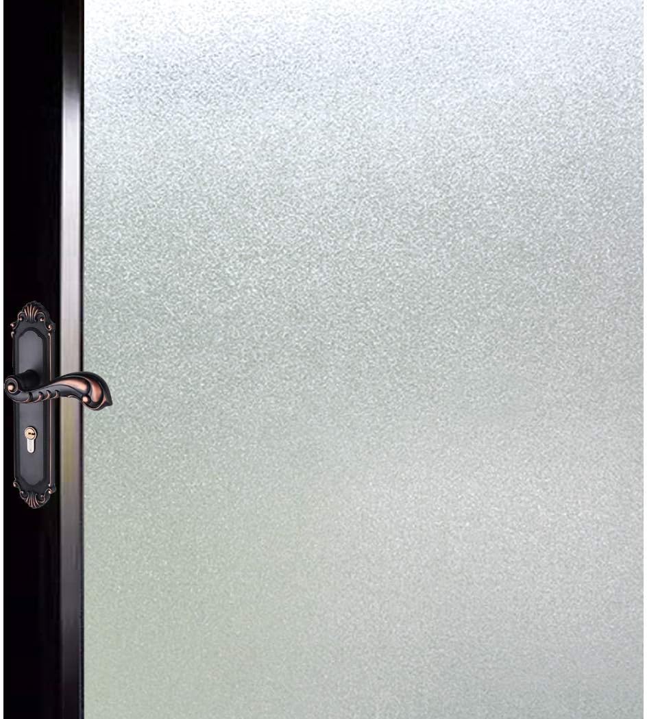 DUOFIRE Privacy Window Film Natural Frosted Glass Film Static Cling Glass Film No Glue Anti-UV Window Sticker Non Adhesive for Privacy Office Meeting Room Bathroom Living Room 29.5in. x 157.4in. S001