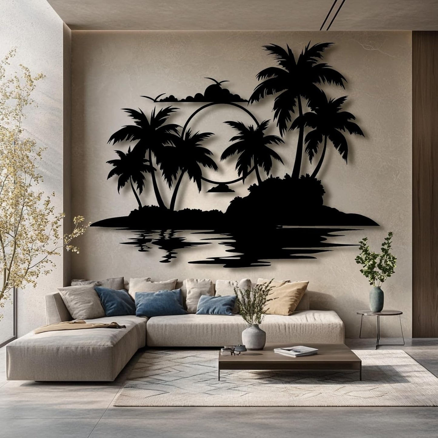 Palm Tree Metal Wall Decor,Palm Tree Metal Wall Art,Metal Palm Tree,Metal Palm Tree Wall Decor,Tropical Metal Wall Art,Beach Wall Decort,Metal Wall Decor (style 2,white,30 L" x 23 W" / 76 x 60 cm)