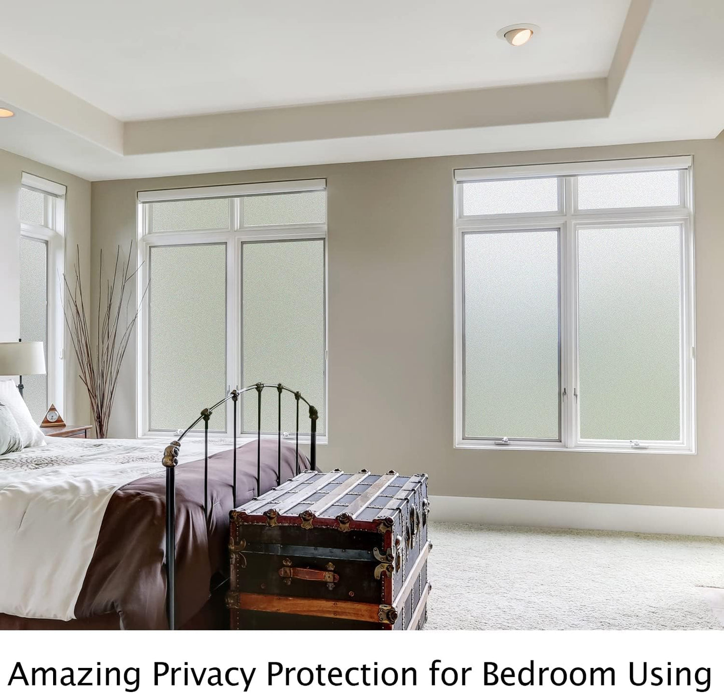 HIDBEA Frosted Window Privacy Film Heat Control UV Blocking, Static Cling Non-Adhesive Reusable Door coverings for Bathroom Home Office (White Frosted 29.5 Inch x 13.1 Feet)