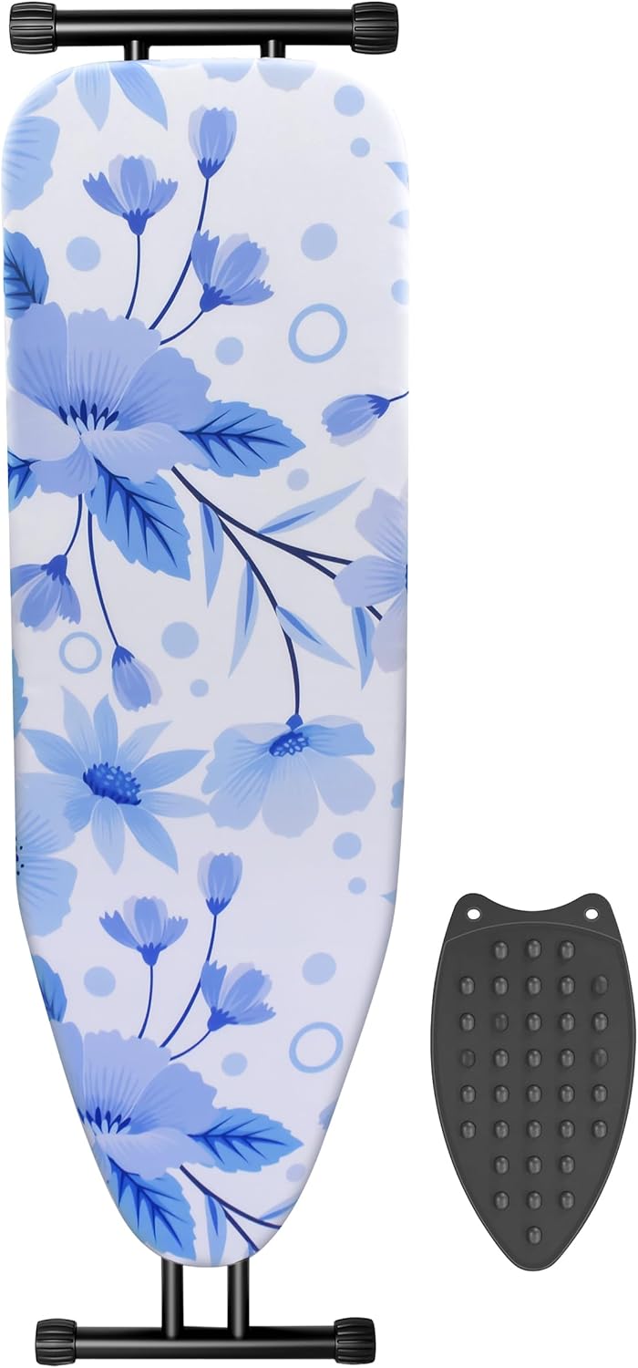 Ironing Board, Compact and Space Saver Ironing Board, Extra Wide Ironing Area with Extra Thick Heavy Duty Padded Cover, Stable Structure, Easy to Fold,Height Adjustable