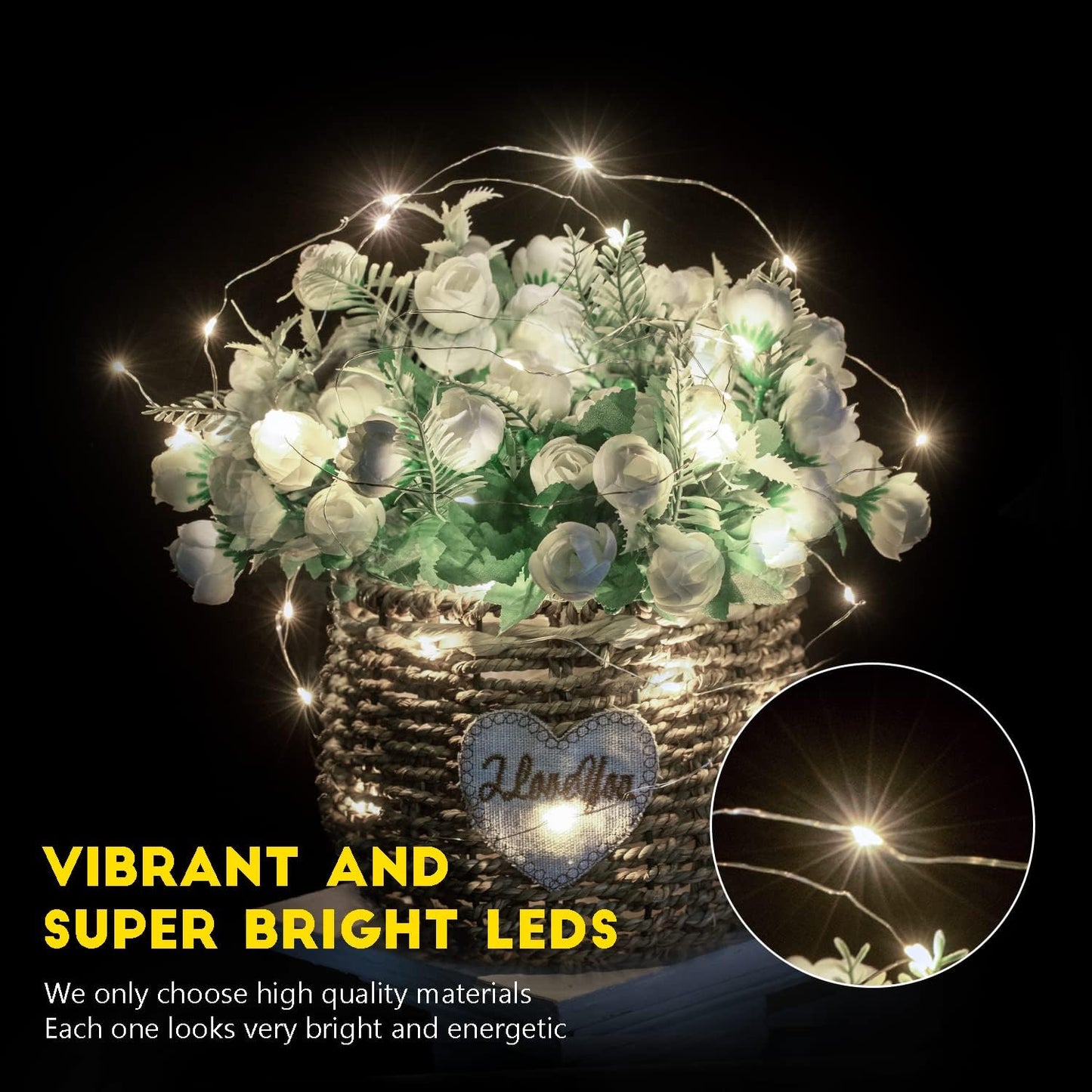 Brightown 24 Pack LED Fairy Lights Battery Operated 7 ft 20 LED String Light Waterproof Silver Wire Firefly Starry Lights for Crafts Wedding Party Bedroom (White)