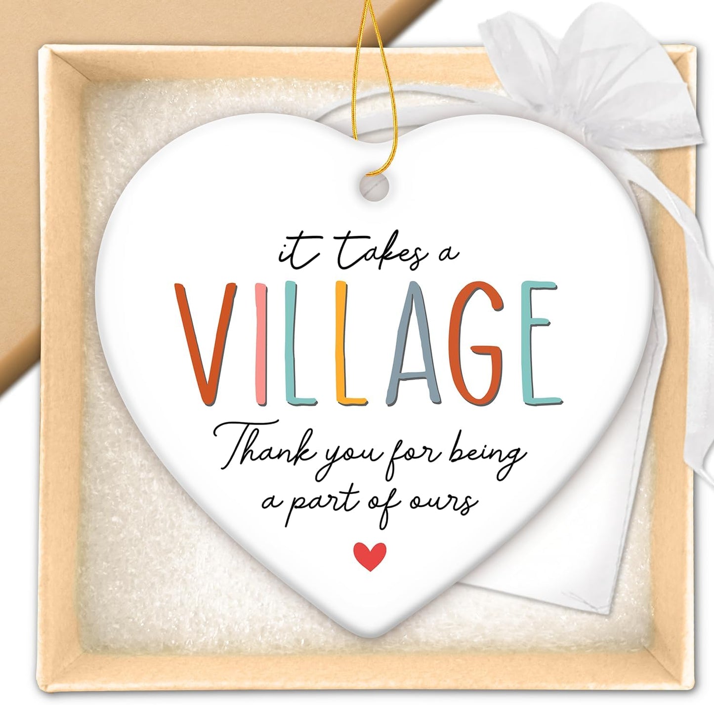 HEXMOZ Thank You Gifts for Women Men - Teacher Appreciation Gifts - Nurses Week Gift - Appreciation Gift for Teacher Nurse Coworker Employee Daycare Provider Nanny Babysitter - Xmas Heart Ornament