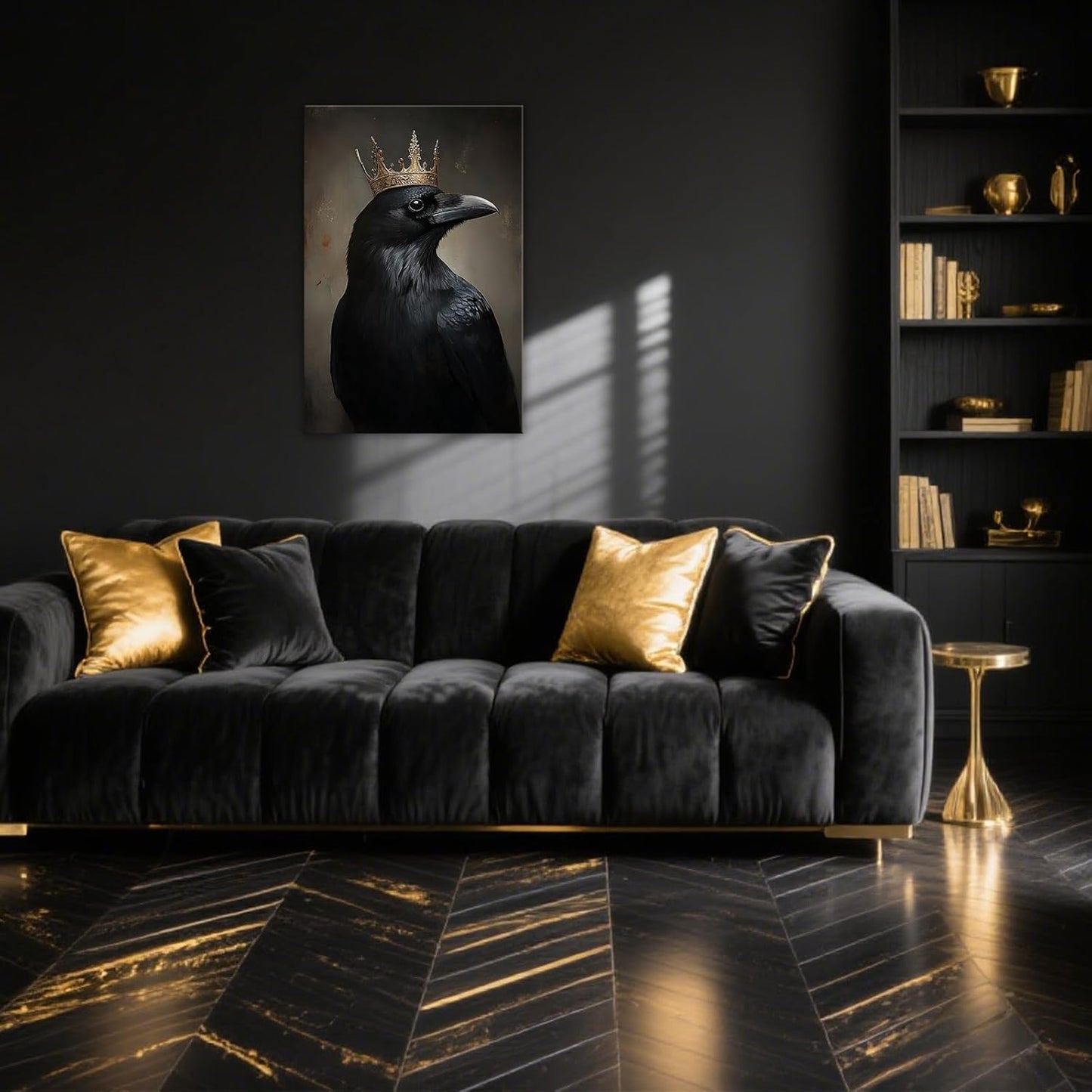 OAAPITI Raven King Wall Art Mysterious Black Bird Painting Dark Gothic Animal Canvas Print for Living Room Bedroom Home Office Inspirational Decor(Artwork-8,12"x18")