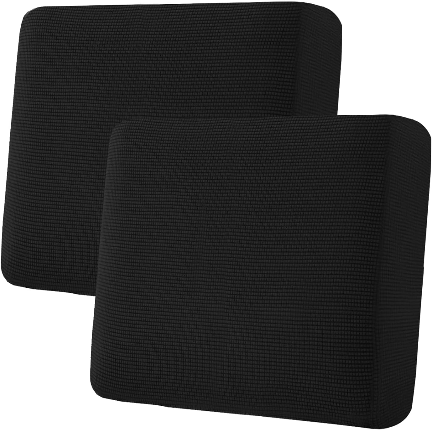 H.VERSAILTEX Super Stretch Individual Seat Cushion Covers Sofa Covers Couch Cushion Covers Slipcover Sets Thick Jacquard Textured Twill Fabric (2 Piece Large Sofa Cushion Covers, Black)