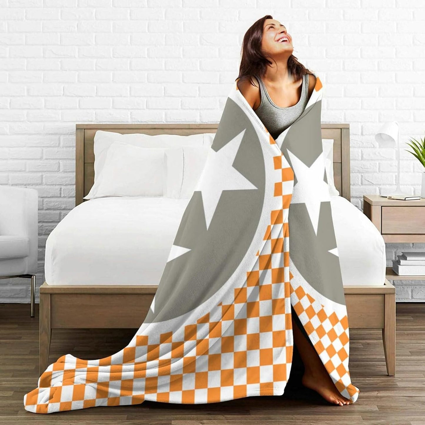 HGOD DESIGNS Tennessee Throw Blanket Ultra Soft Warm All Season Tennessee Orange Grey Star Flag Decorative Fleece Blankets for Bed Chair Car Sofa Couch Bedroom 40"X50"