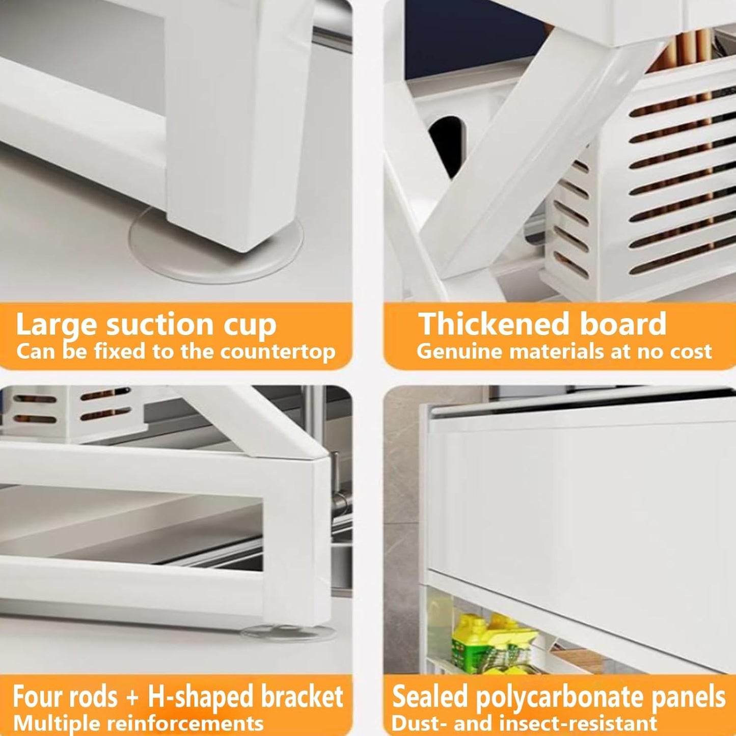 Kitchen sink rack dishwashing sink countertop dustproof cupboard storage multifunctional tableware storage drain rack double layer,KeepKitchen Sink Shlef Organized Space-Saving(Black,65cm/25.6in)