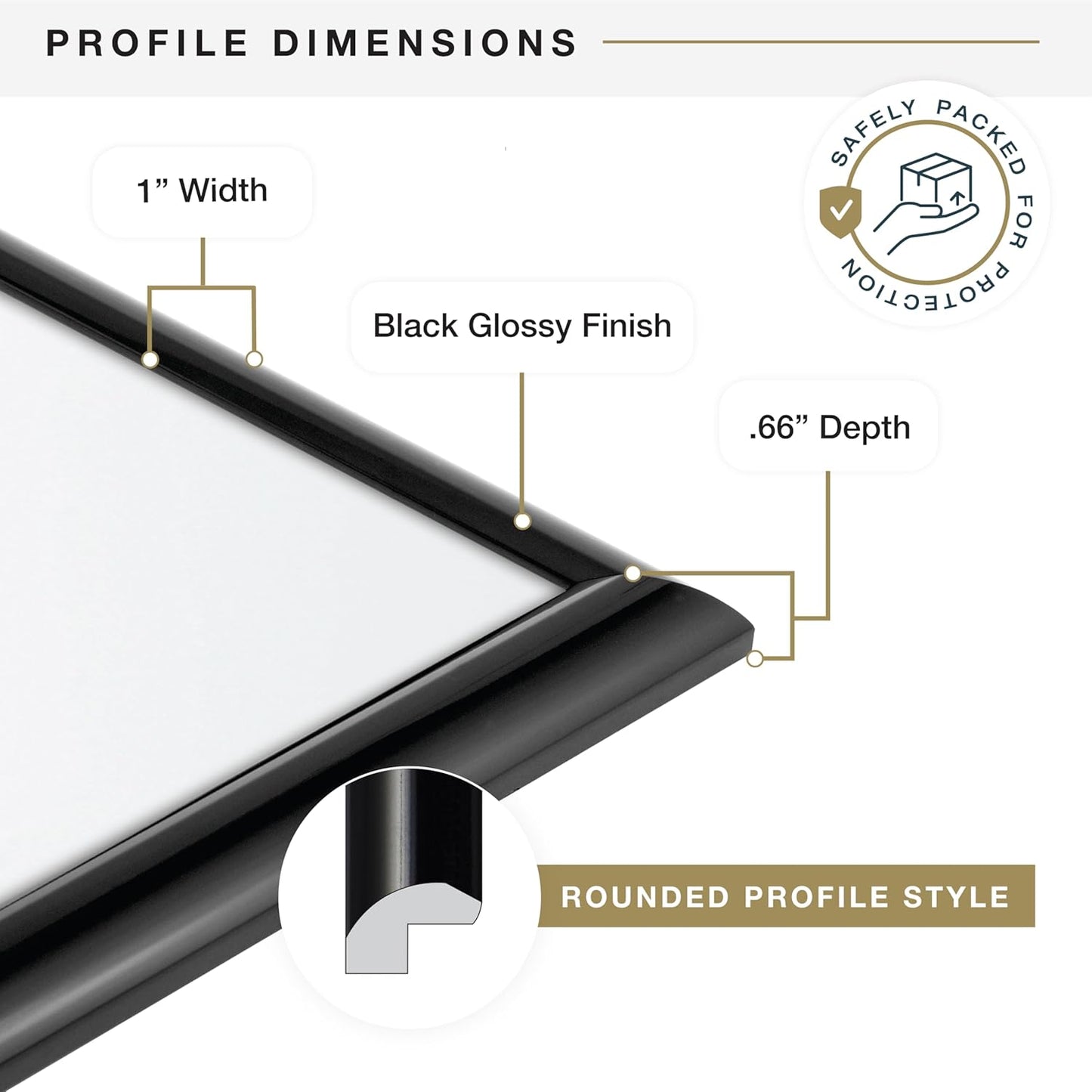 MCS Trendsetter 18x24 Poster Frame Black High-Gloss, Vertical & Horizontal Wall Hanging Large Picture Frame for Photos, Posters & Art Prints (1-Pack)