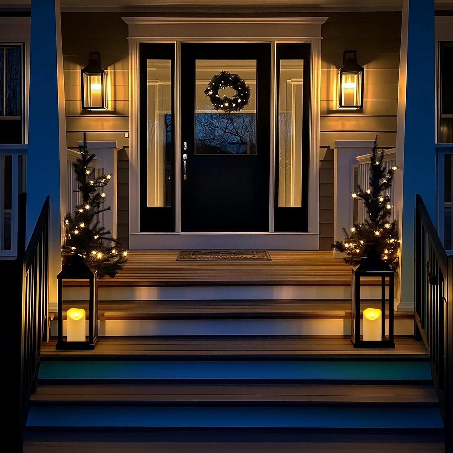 Homemory 4"x6" Outdoor Waterproof Flameless Candles with Timers and Remote Control, Battery Operated Candles, LED Plastic Candles, Ivory White, Set of 2