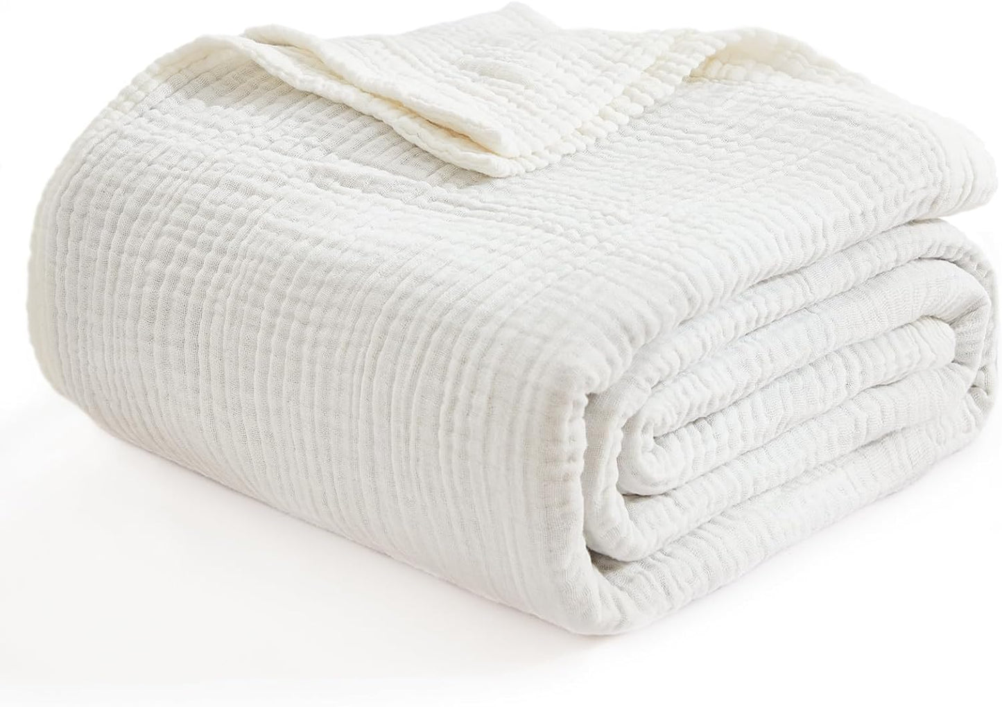 EMME Cotton Blanket Twin XL for Bed Soft Muslin Blankets 66"x90" Lightweight Breathable Layering Bedspread Coverlet All Season Gauze, White