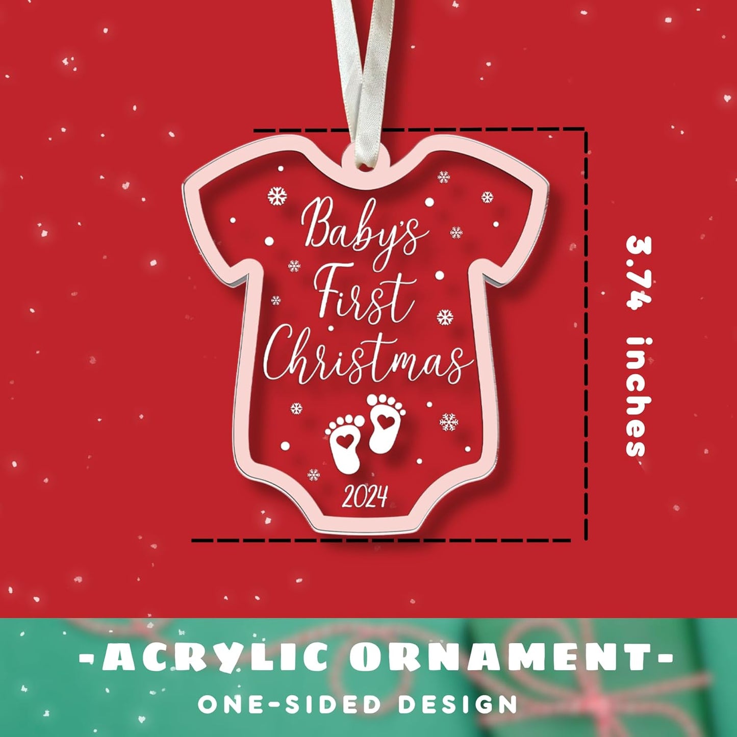 Baby Girl First Christmas Ornament - Baby Girl First Christmas Ornaments - 2 Layer Acrylic Ornament