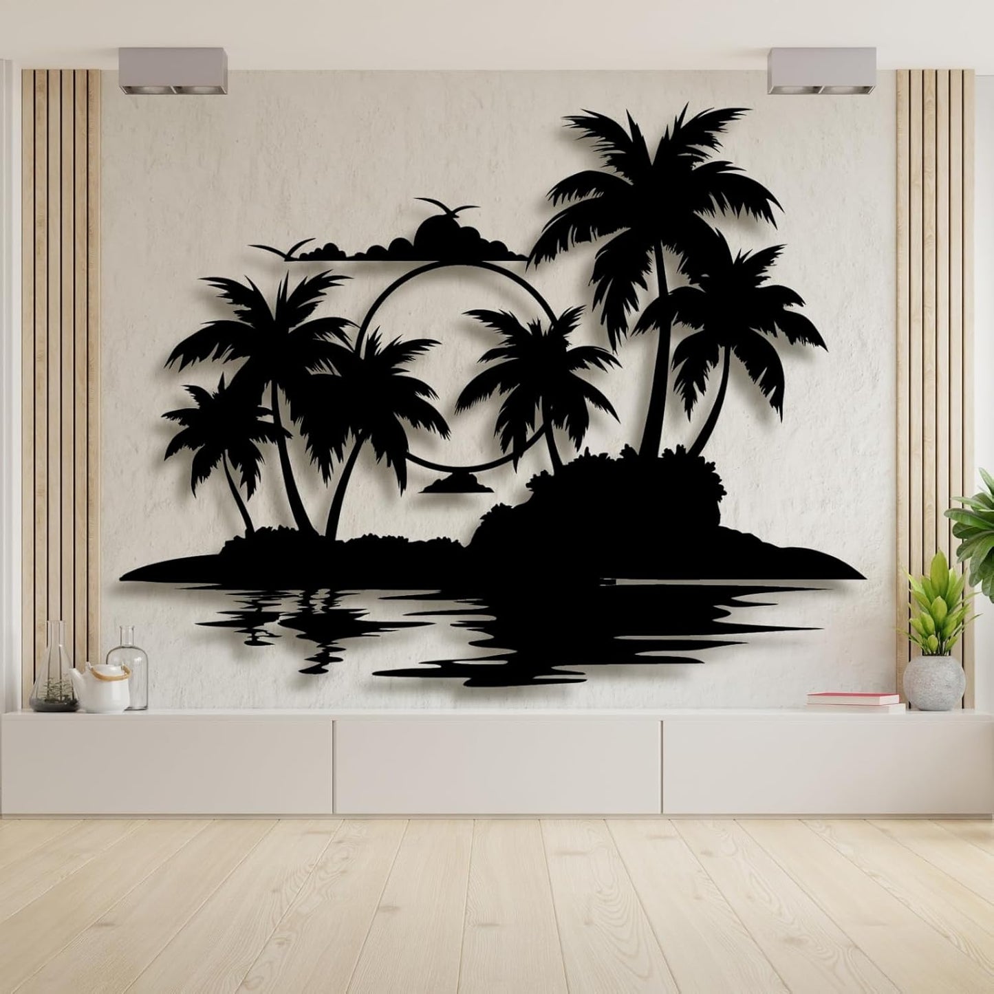Palm Tree Metal Wall Decor,Palm Tree Metal Wall Art,Metal Palm Tree,Metal Palm Tree Wall Decor,Tropical Metal Wall Art,Beach Wall Decort,Metal Wall Decor (style 2,white,28 L" x 22 W" / 70 x 55 cm)