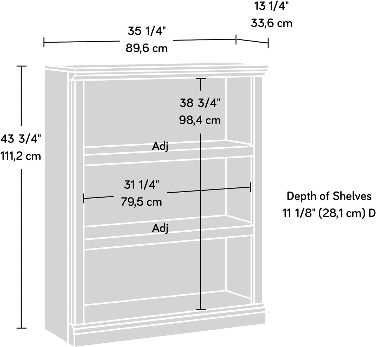 Sauder Miscellaneous Storage 3-Shelf Bookcase/ Book shelf, Jamocha Wood finish