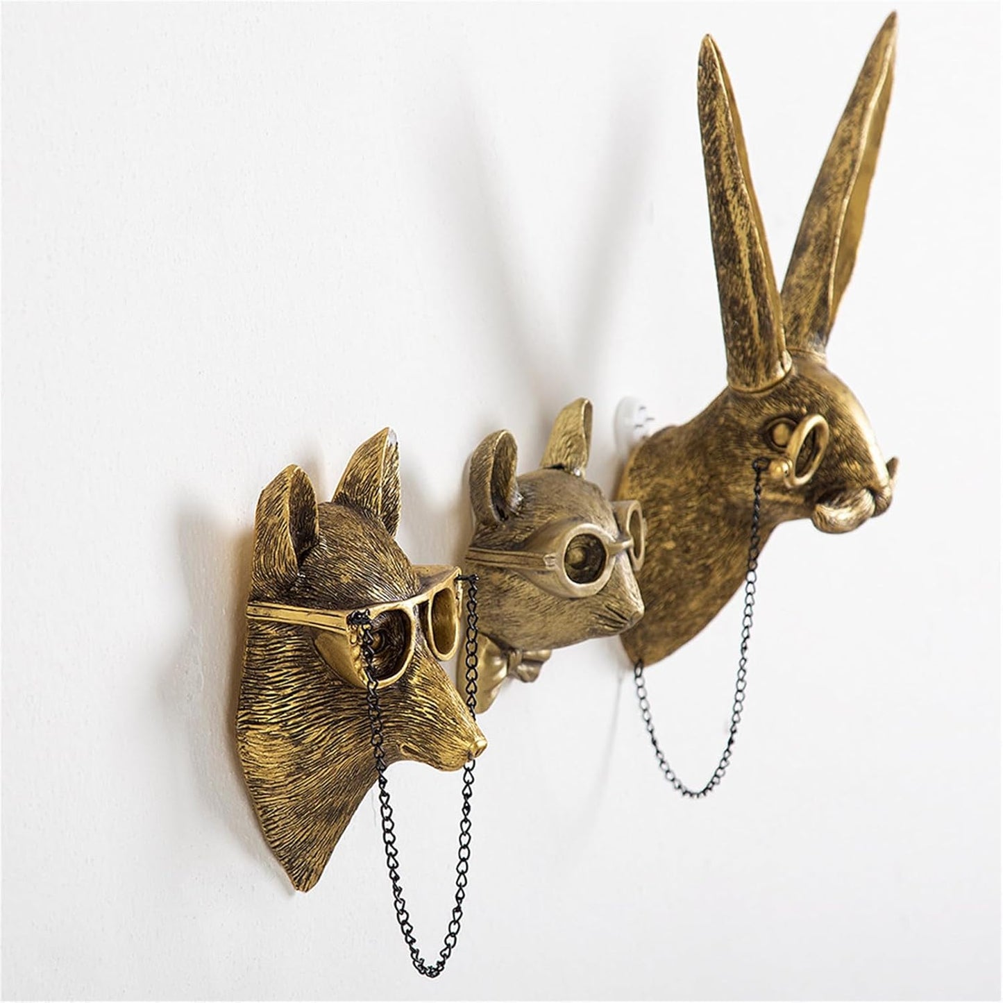 GUASDIE Animal Heads Wall Decor, Faux Deer Head Mount, Animal Sculptures Wall Decor, Resin Animal Head Wall Hanging Decoration for Living Room Bedroom Kitchen Gift,5pcs, 1587574779-65291236