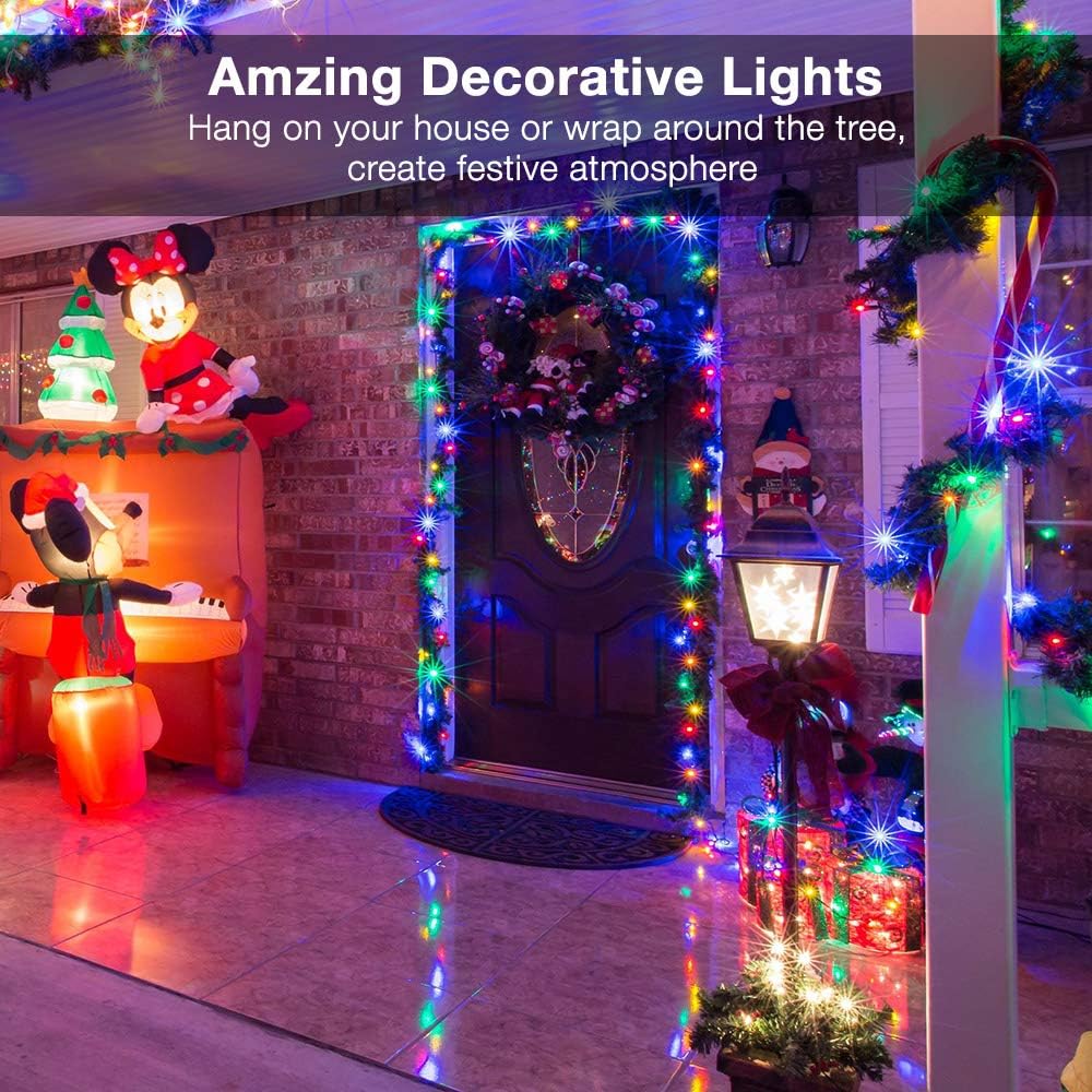 BrizLabs Multicolored Christmas Lights, 69.6ft 300 Count Connectable Christmas Tree Lights, 120V UL Certified Incandescent Light String, Mini Xmas Light for Indoor Xmas Holidays Home Decoration