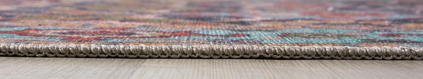 Keen Home Design 8x10 Rug - Machine Washable Area Rug with Non-Slip Backing, Ideal for Living Room, Dining Room, Bedroom - Vintage, Easy Clean, Durable, Low Pile Rug - (8' x 10')