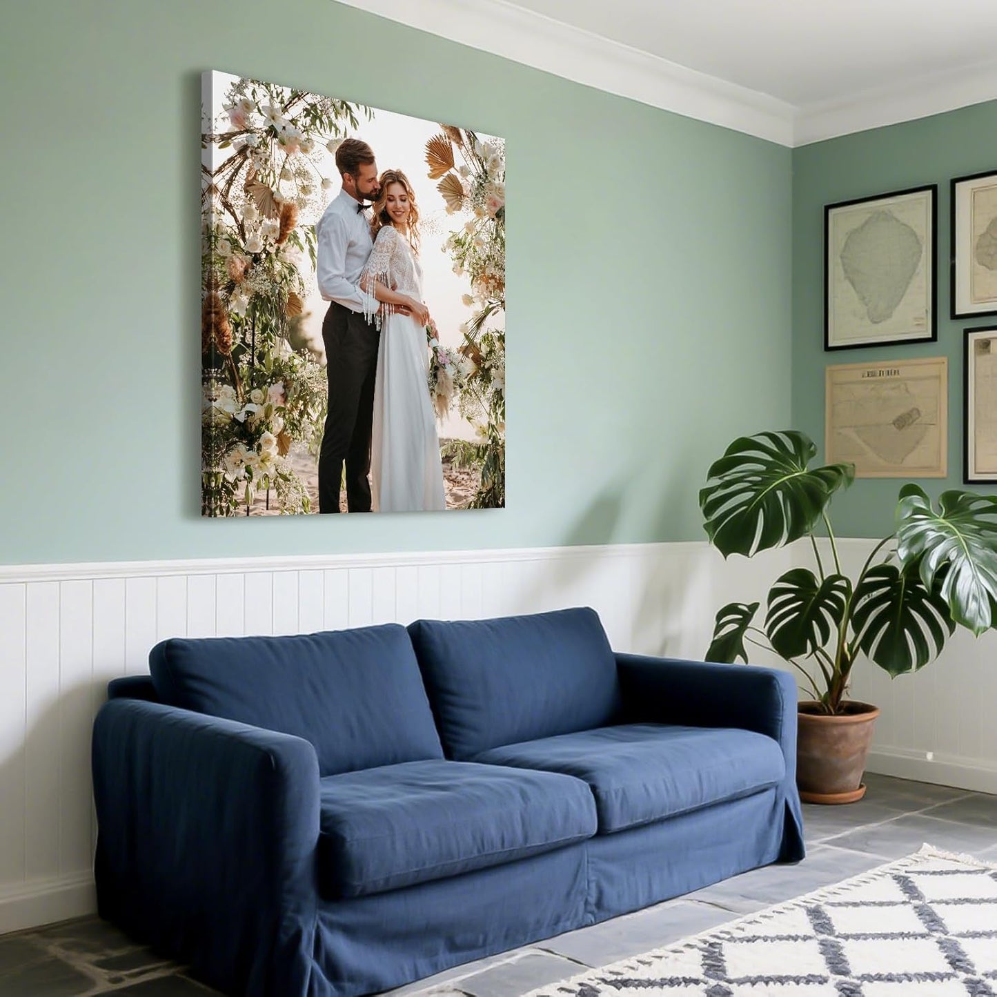 Custom Canvas Prints with Your Photos - Personalized Pictures Print, Customized Photo Gifts, Wall Art Poster Canvas Printing for Wedding, Family, Baby, Pets, Home Office Decor, Wrapped Frame 16x20