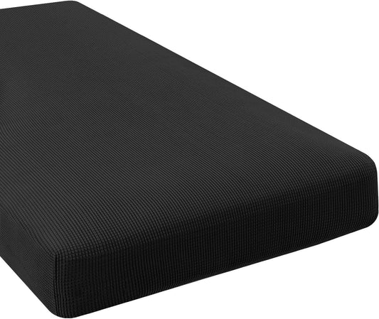 H.VERSAILTEX Super Stretch Individual Chaise Cover Sectional Couch Covers for L Shaped Sofa Both Left/Right Featuring Thick Jacquard Textured Twill Fabric (1 Piece Chaise Cover Large, Black)