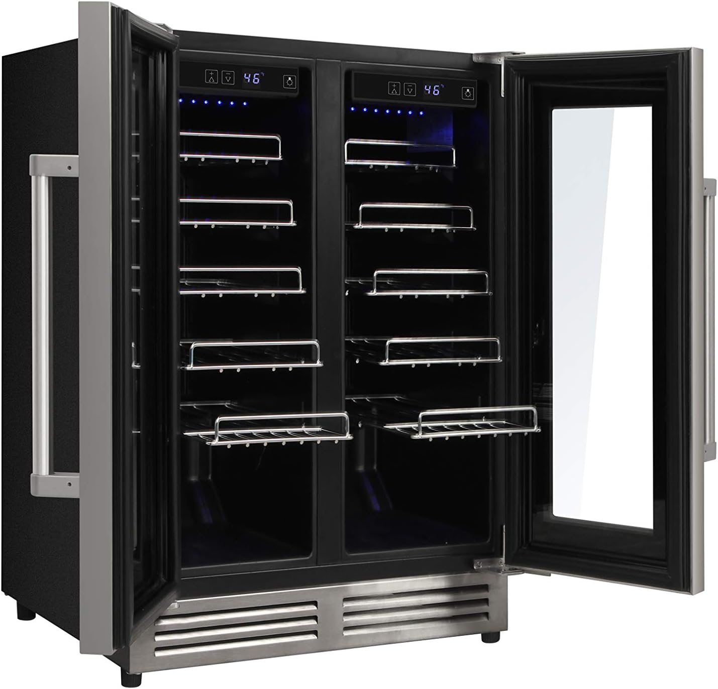 THOR Kitchen Freestanding/Under-Counter 24-Inch Dual Zone Wine Cooler in Stainless Steel - Model TWC2402