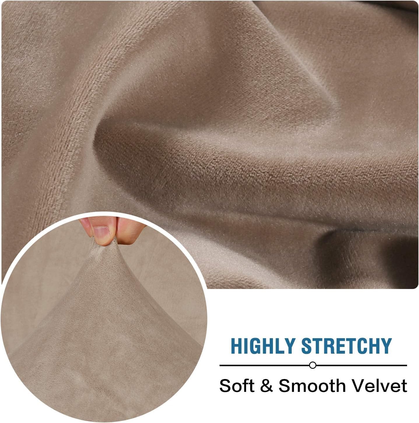 H.VERSAILTEX Velvet Stretch Individual Chaise Cover Sectional Couch Covers for L Shaped Sofa Both Left/Right Furniture Protector Seat Cushion Sofa Cover (1 Piece Chaise Cover, Taupe)