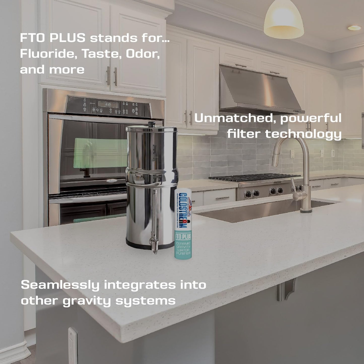 Coldstream FTO Plus Water Filter Cartridge (2 Pack) - Dependable for Easy Installation as a Berkey Replacement - Ceramic Gravity Filter For Stainless Steel Systems