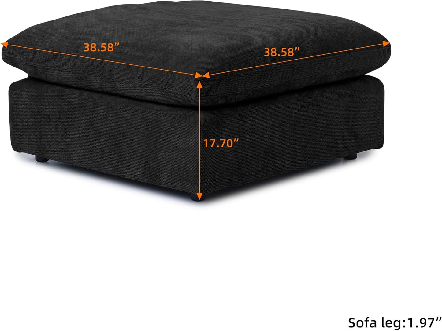 JACH Modular Ottoman Seater for Living Room, Cushion Covers Removable, Minimalist Comfy Footstool, Breathable Ottoman for Living Room Apartment (Black)