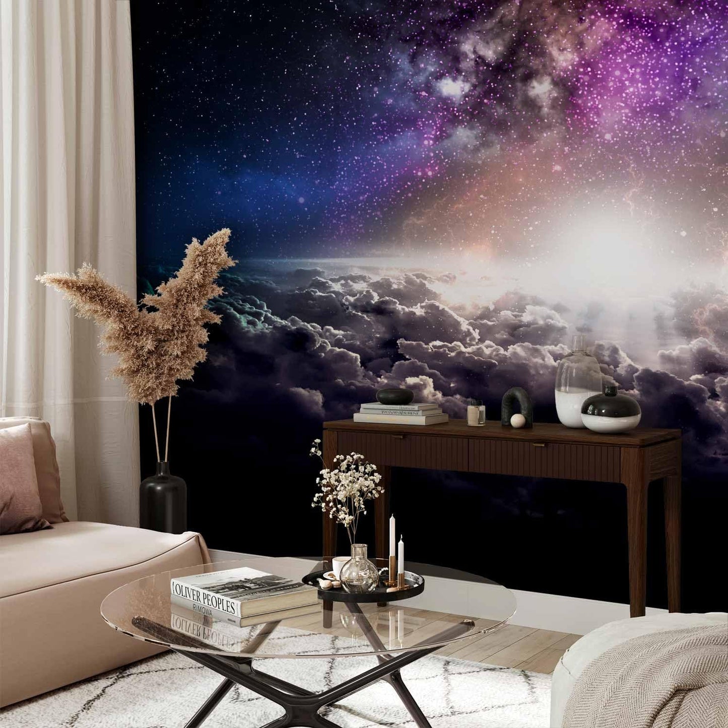 artgeist Premium Wall Mural Galaxy 197x138 in - Non-Woven Wallpaper Fleece Wall Decor Photo Print Picture Image Design Home Mural Cosmos Sky Star Cloud Purple i-A-10009-a-a