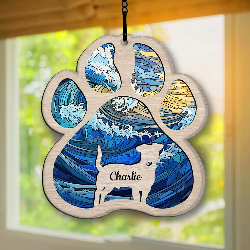IZI POD Personalized Bullmastiff Suncatcher Dog Memorial Gifts, Custom Bullmastiff Ornament Christmas Tree, Pet Remembrance Gift, Loss of Dog Sympathy Gift, Pets Memorial, Pet Loss Suncatcher