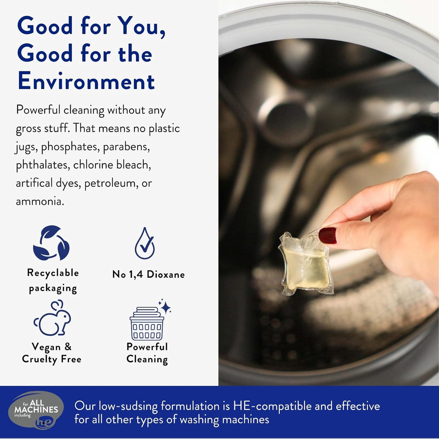 Clean People Laundry Detergent Pods - Hypoallergenic Laundry Pods - Ultra Concentrated, Recyclable Packaging, Stain Fighting - Sweet Petals, 192 Pack