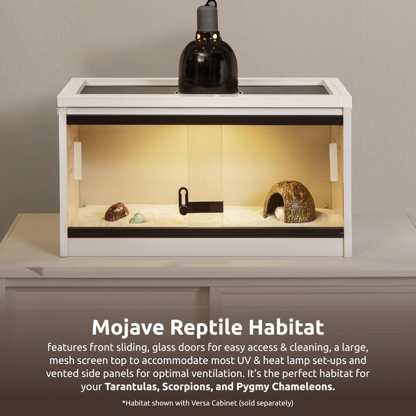 New Age Pet ECOFLEX 24-Inch Mojave Reptile Lounge in Maple - Durable Wood Plastic Composite Habitat with Ventilated Side Panels, Removable Sliding Glass Doors, and Mesh Screen Top