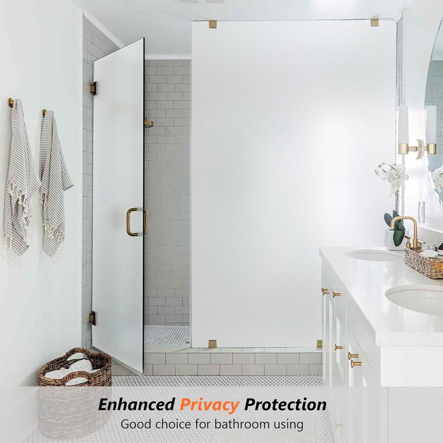 Kromapolis Window Privacy Film Frosted Glass Window Film, Heat Blocking Privacy Film for Glass Windows, Static Cling Non-Adhesive Frosting Window Stickers for Door Home (Frosted, 35.4 x 78.7 inch)