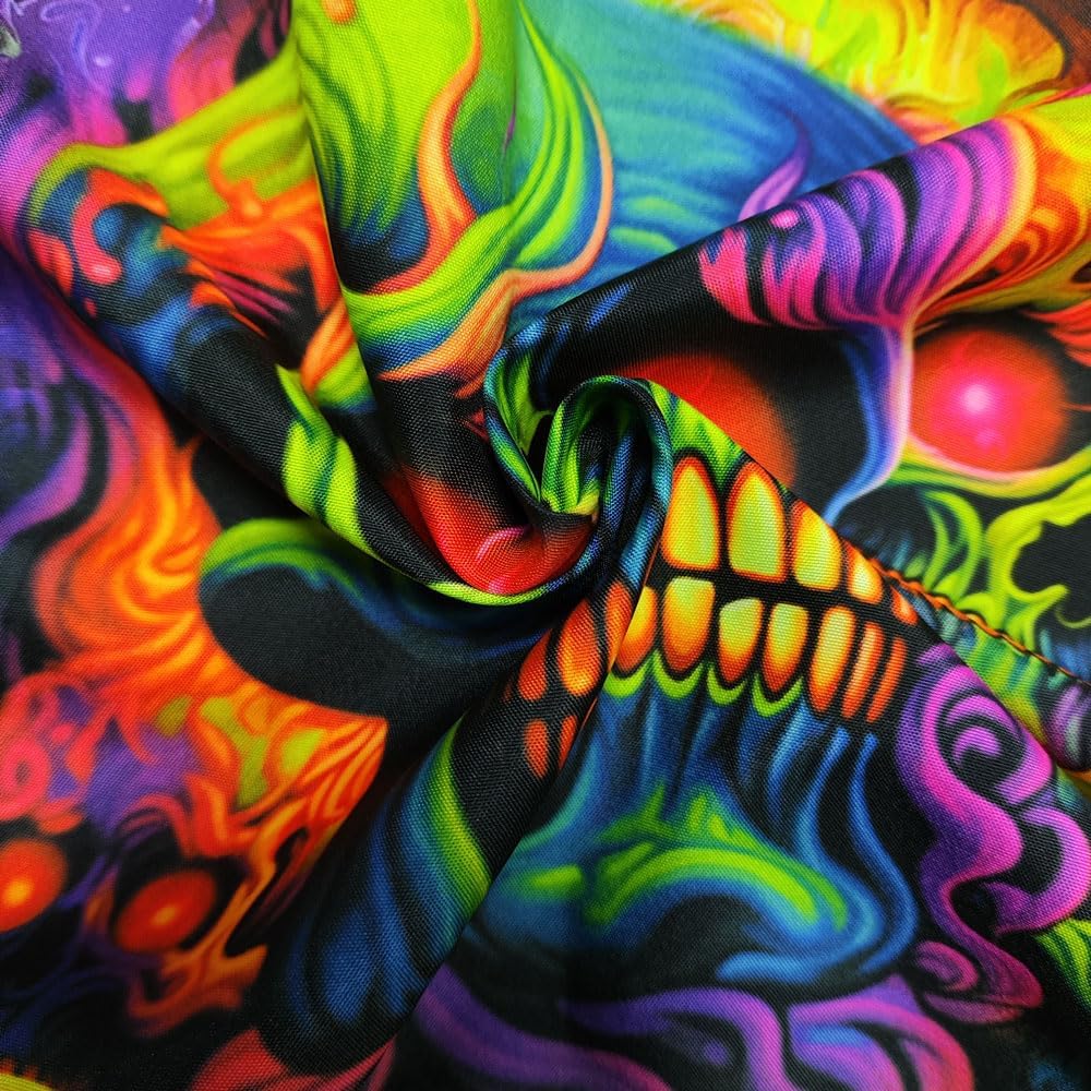 Skull Blacklight Tapestry, UV Reactive Skeleton Wall Art for Bedroom, Adults' Black Light Posters, Halloween Horror Glow in Dark Tapestry Aesthetic Living Room Dorm Decor 60x40IN