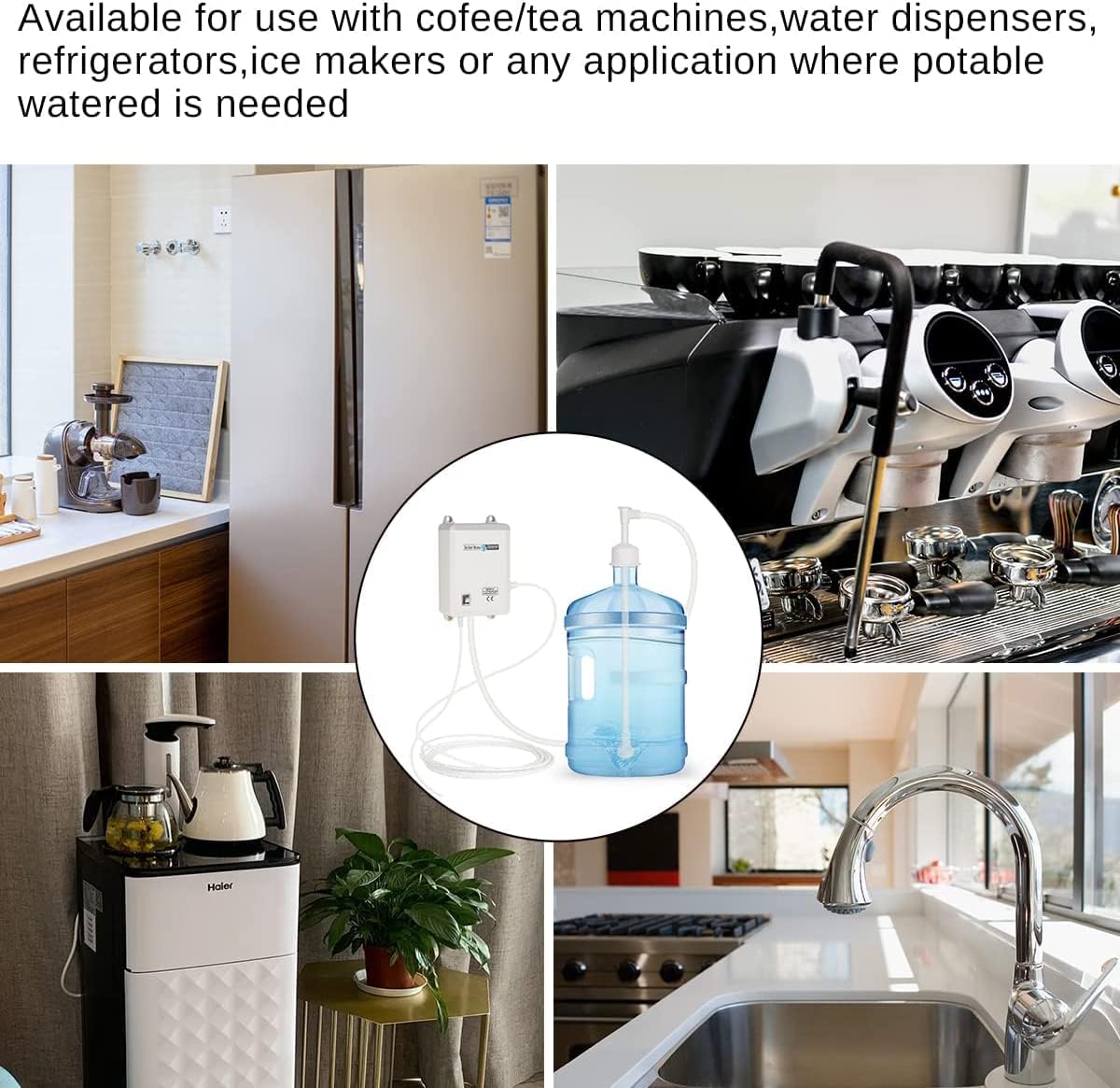 Drinking Water Dispenser Pump System Bottle Water Dispenser 5 Gallon 40PSI for Refrigerator Ice Maker Faucet Coffee/Tea Maker Single Inlet