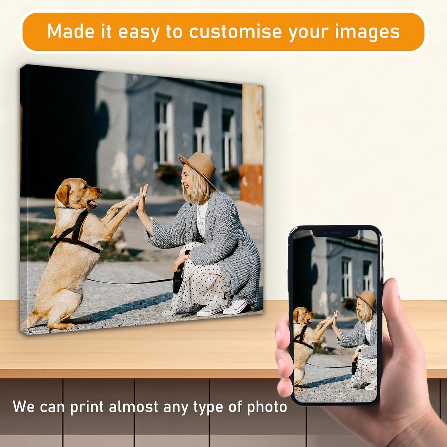 xzartdiy Custom Canvas Prints with Your Photos - Personalized Picture Print Customized Gifts for Family Home Office Wall Art Decor, Wrapped Canvas 12x24inch