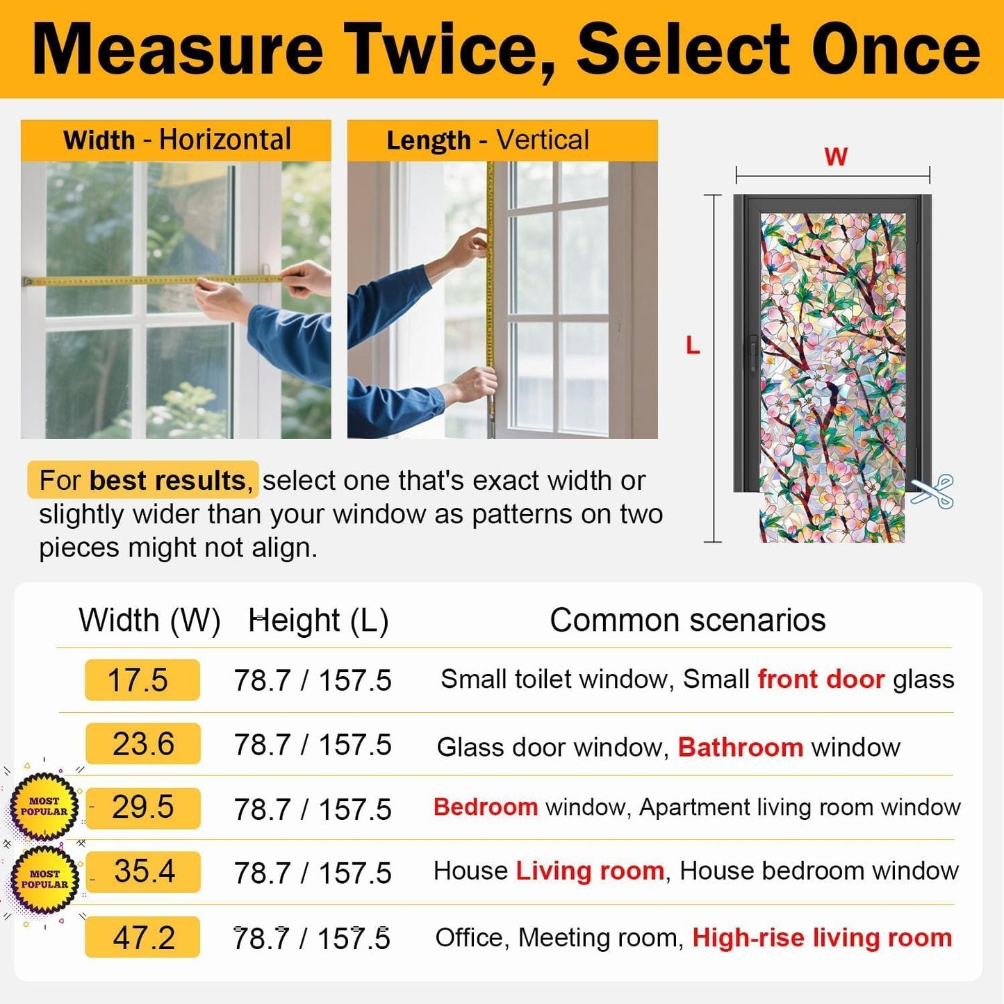 Rainbow Window Privacy Film Decorative, 3D Decals Stained Glass Clings, Static Cling Sticker, Suncatcher Windows Cover Tint for Home, 29.5 Inch x 157.4 Inch
