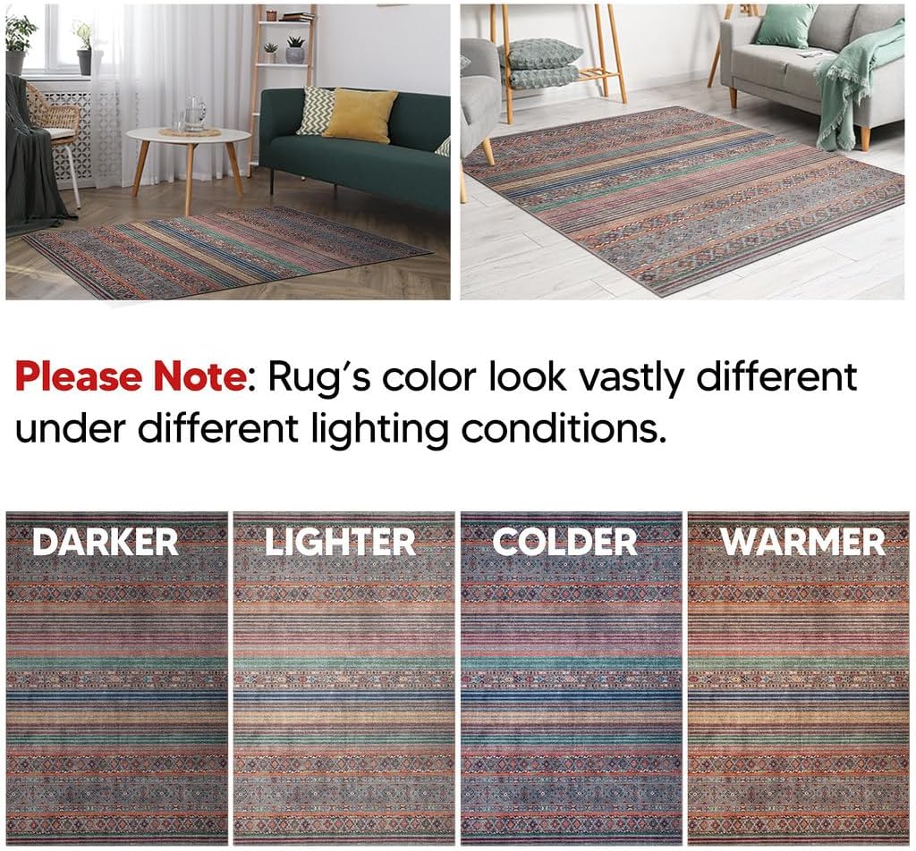 Keen Home Design 2x7 Rug - Machine Washable Runner Rug with Non-Slip Backing, Ideal for Hallway, Entryway, Kitchen, Laundry Room - Vintage, Easy Clean, Durable, Low Pile Rug - (2'6" x 7')
