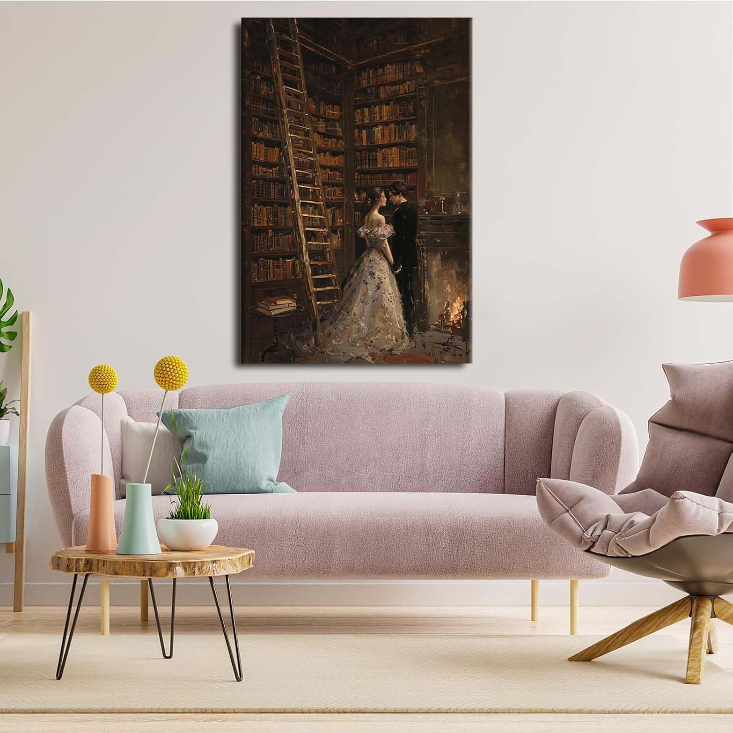 Gothic retro library scene decoration melancholy calm art college style wall aesthetic antique style home decoration suitable for bedroom living room8x12in Wood Framed