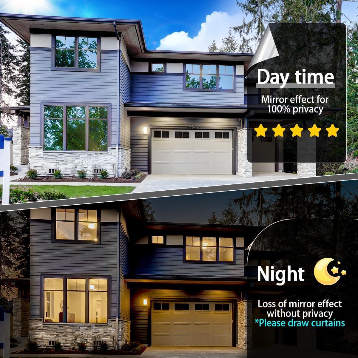 Niviy One Way Privacy Window Film See Out Not in Window Tint for Home Heat Blocking Anti UV Glass Door Mirror Reflective Window Film for Home Office (Silver 35.4" x 118")