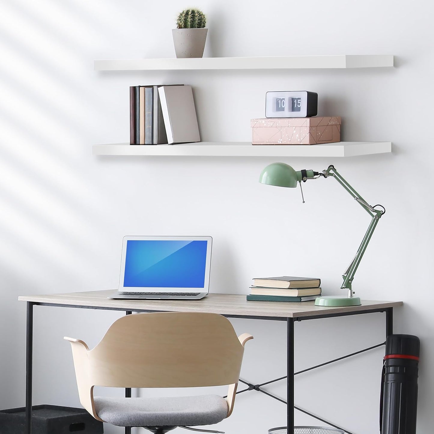 Sorbus Floating Shelves for Wall - 35 Inch Long Bathroom Shelves, Wall Decor for Bedroom, Kitchen, Living Room & Book Storage - Mounted Floating Shelf with Invisible Brackets (White, 2 Pack)